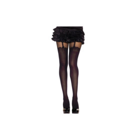 Collant nylon fantaisie opaque noir style bas jarreteles 